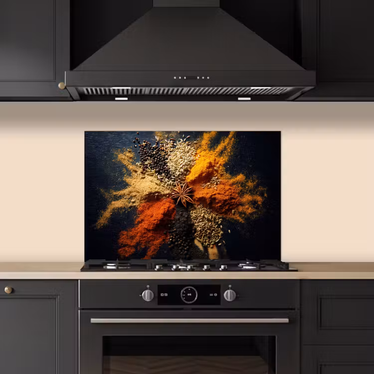 Spatscherm keuken - Specerijen - Explosie - Oranje — 2