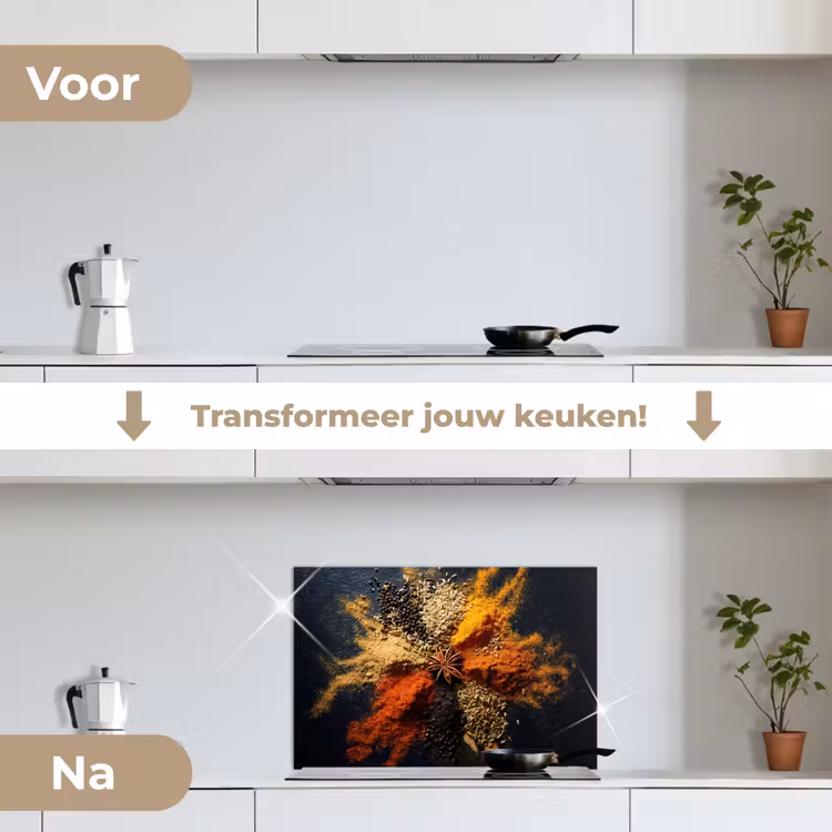 Spatscherm keuken - Specerijen - Explosie - Oranje — 3