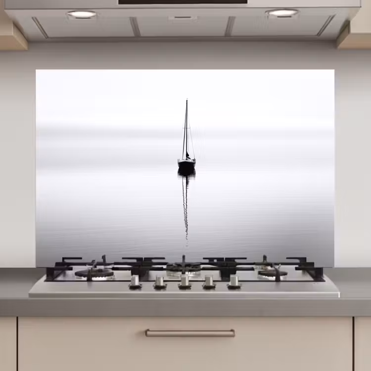 Spatscherm keuken - Zeilboot - Zwart - Water - Silhouet — 1