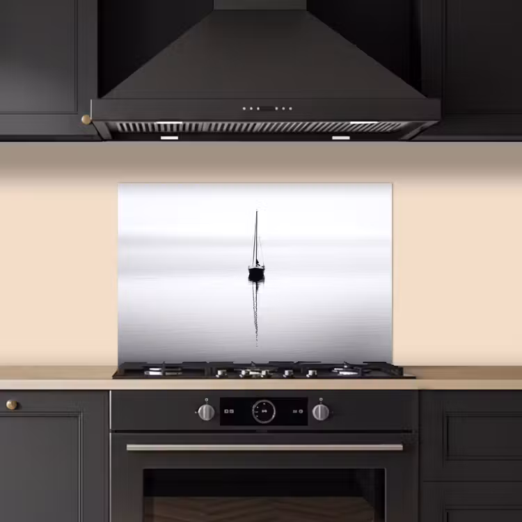 Spatscherm keuken - Zeilboot - Zwart - Water - Silhouet — 2