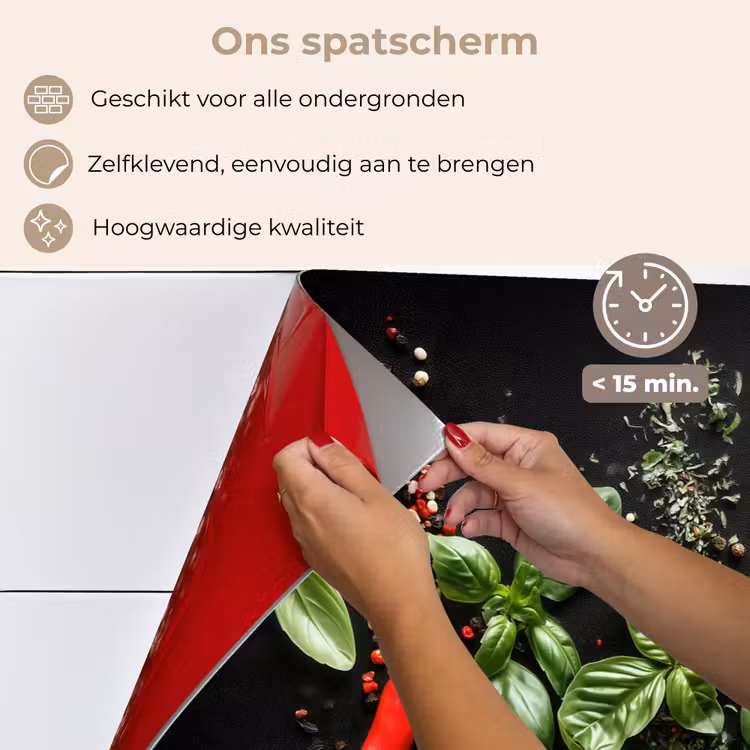 Spatscherm keuken - Chilipepers - Basilicum - Blaadjes - Rood — 4