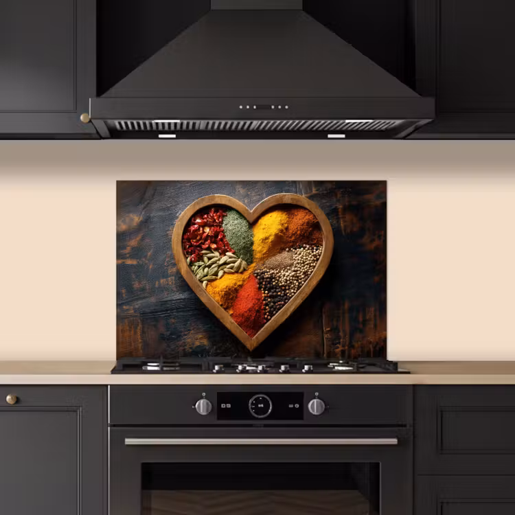 Spatscherm keuken - Houten - Hart - Kleurrijke - Specerijen — 2