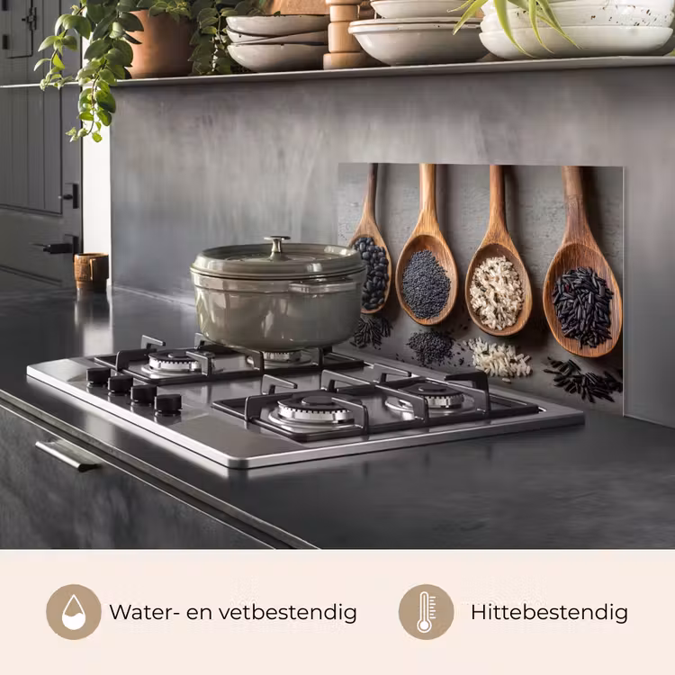 Spatscherm keuken - Houten - Lepels - Rijst - Zaden — 7