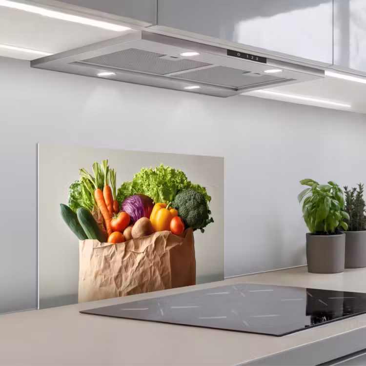 Spatscherm keuken - Papieren - Boodschappen - Groente - Kleurrijk — 5