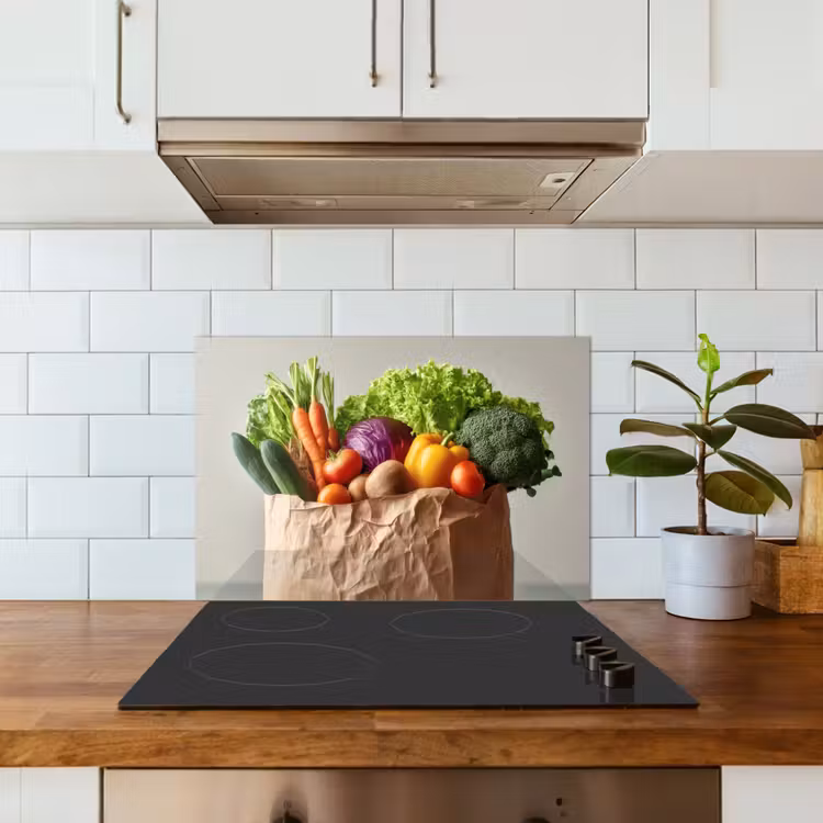 Spatscherm keuken - Papieren - Boodschappen - Groente - Kleurrijk — 6