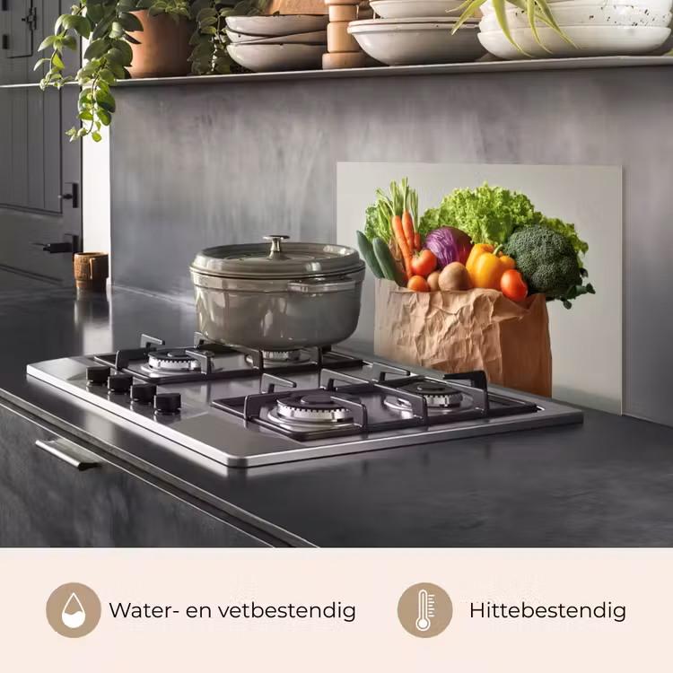 Spatscherm keuken - Papieren - Boodschappen - Groente - Kleurrijk — 7