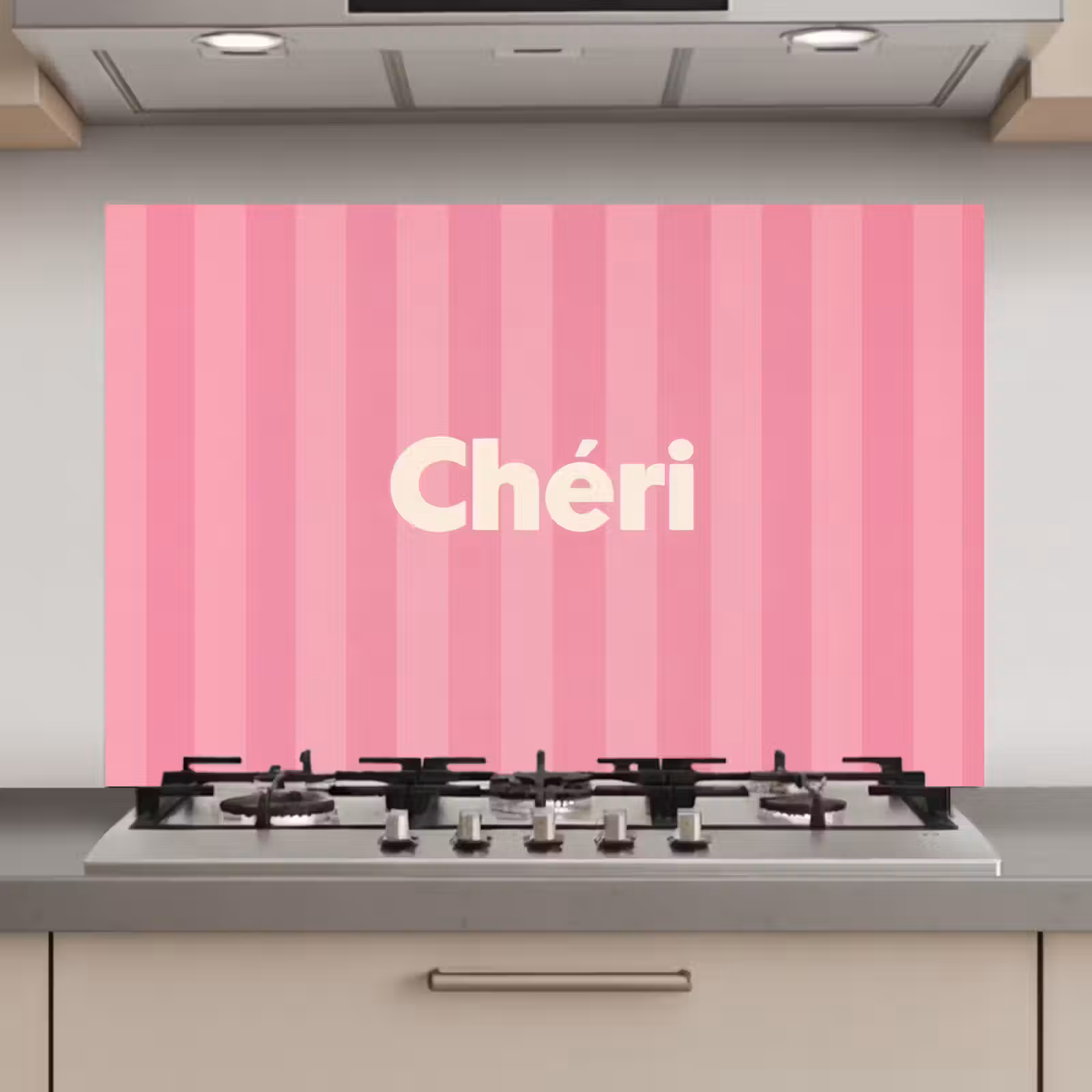 Spatscherm keuken - Gestreept - Roze - Chéri — 1