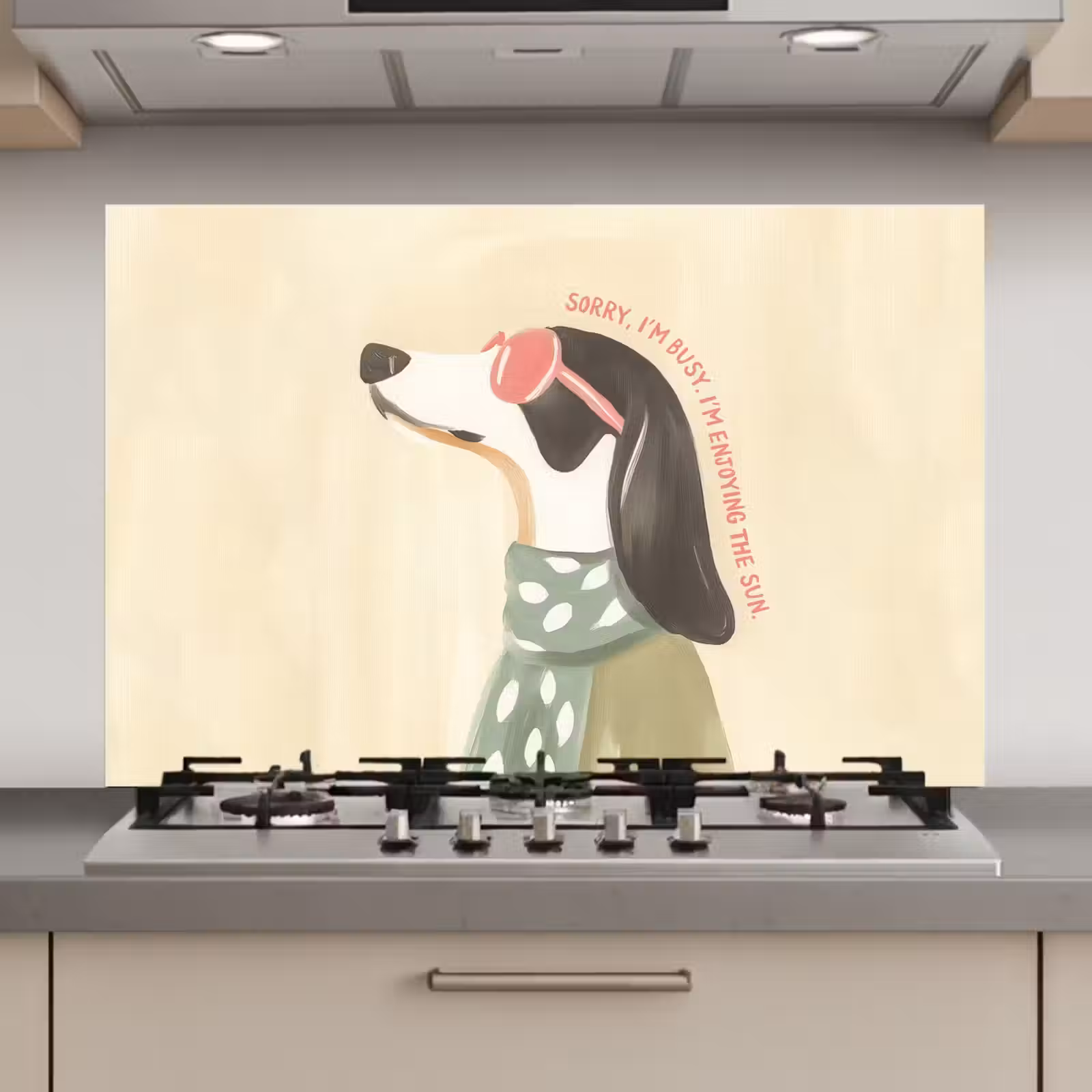 Spatscherm keuken - Quote - Hond - Zonnebril — 1