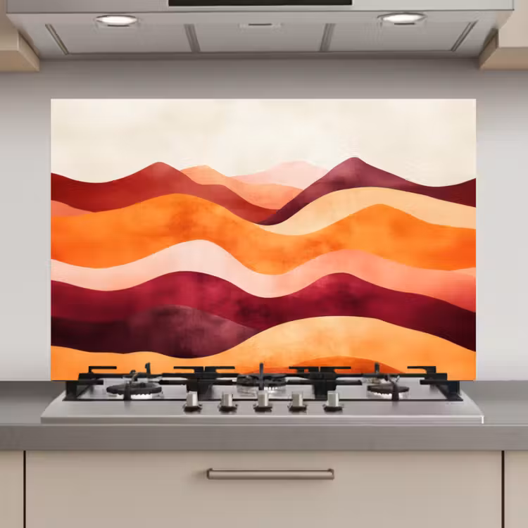Spatscherm keuken - Abstract - Landschap - Golven — 1