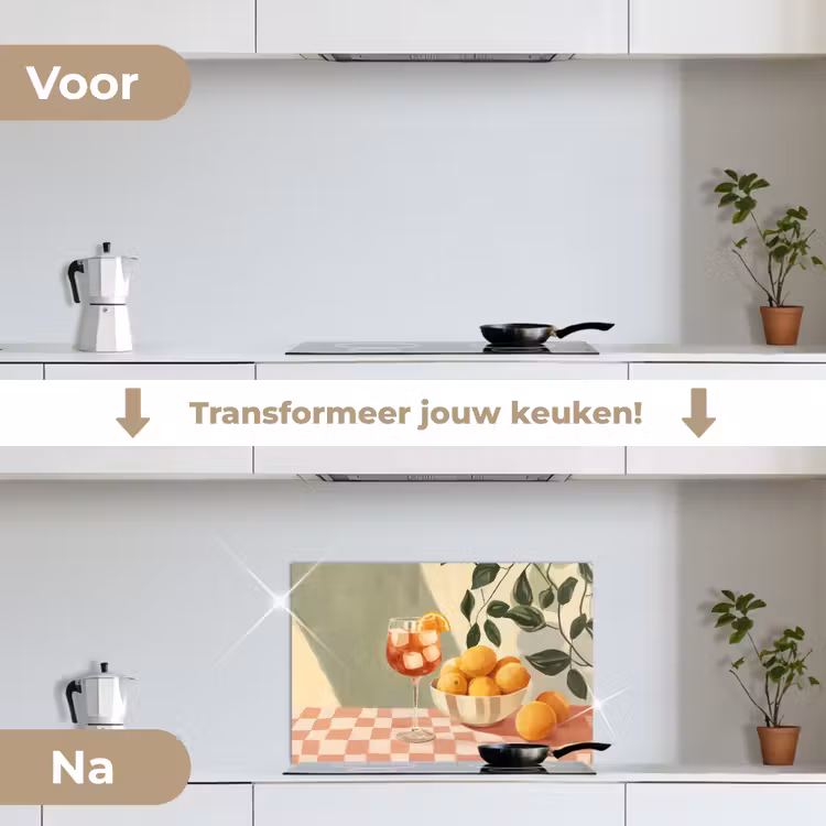 Spatscherm keuken - Citroenen - Glas - Tafelkleed - Geblokt — 3