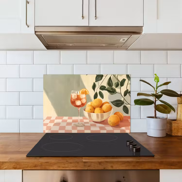 Spatscherm keuken - Citroenen - Glas - Tafelkleed - Geblokt — 6