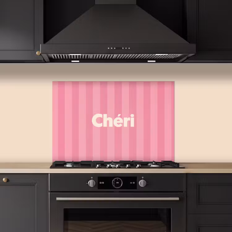 Spatscherm keuken - Gestreept - Roze - Chéri — 2