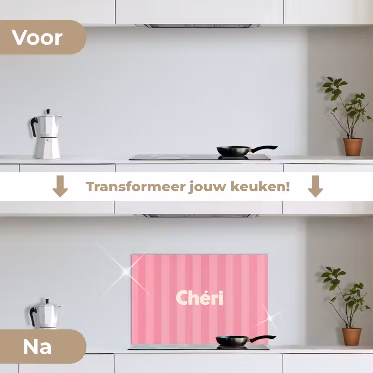 Spatscherm keuken - Gestreept - Roze - Chéri — 3