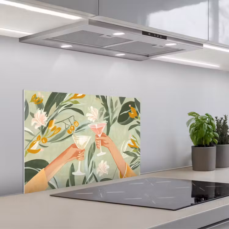 Spatscherm keuken - Glazen - Proosten - Bladeren - Groen — 5