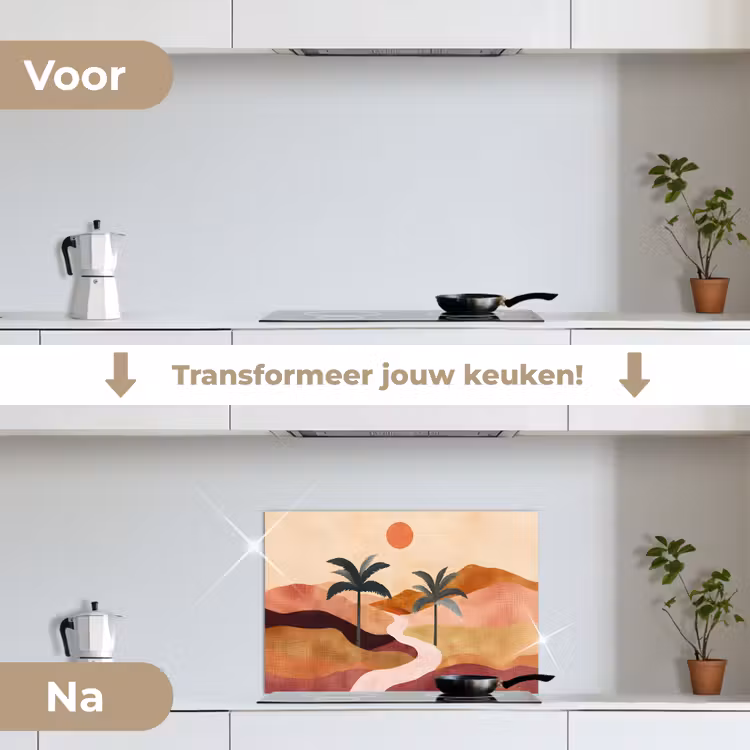 Spatscherm keuken - Heuvels - Palmbomen - Abstract — 3