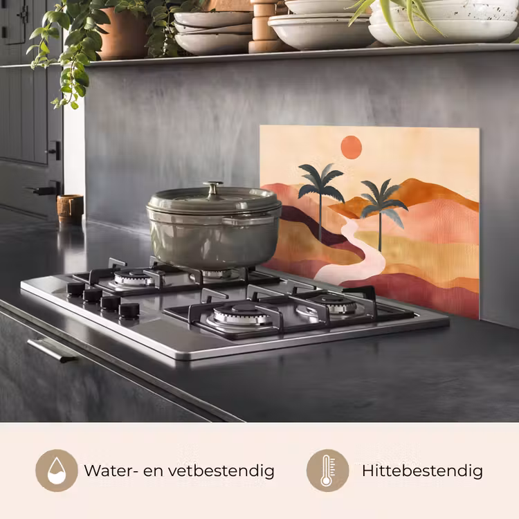 Spatscherm keuken - Heuvels - Palmbomen - Abstract — 7