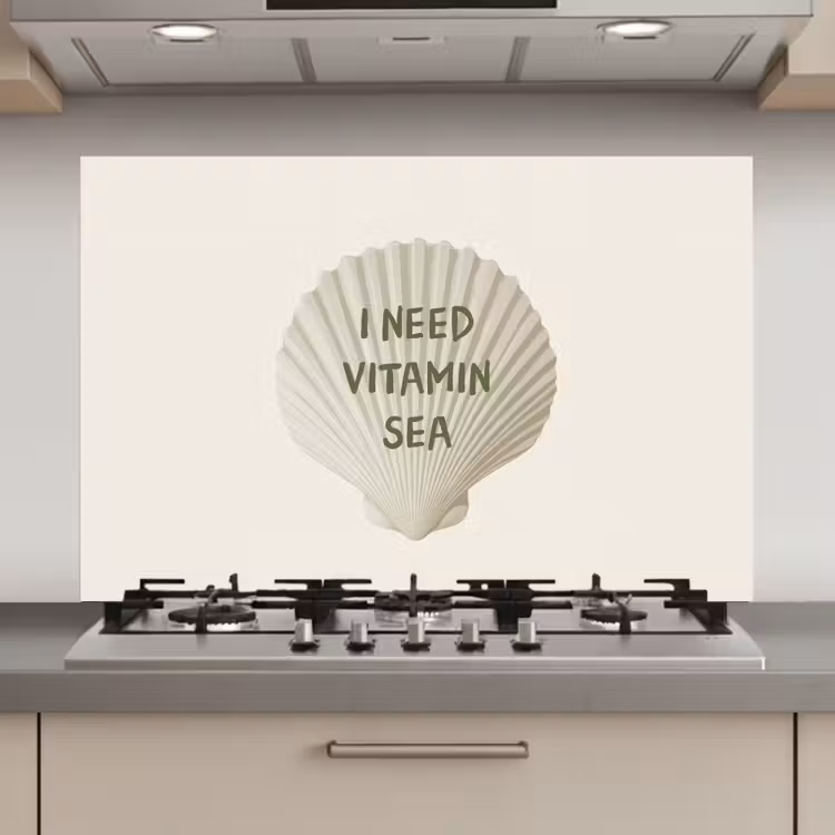 Spatscherm keuken - Schelp - Quote - Groen — 1