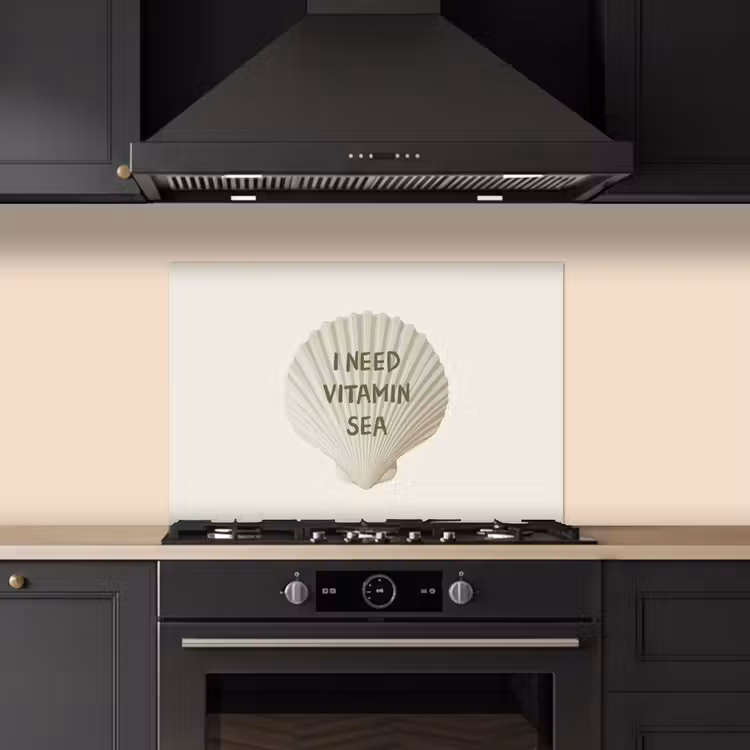 Spatscherm keuken - Schelp - Quote - Groen — 2