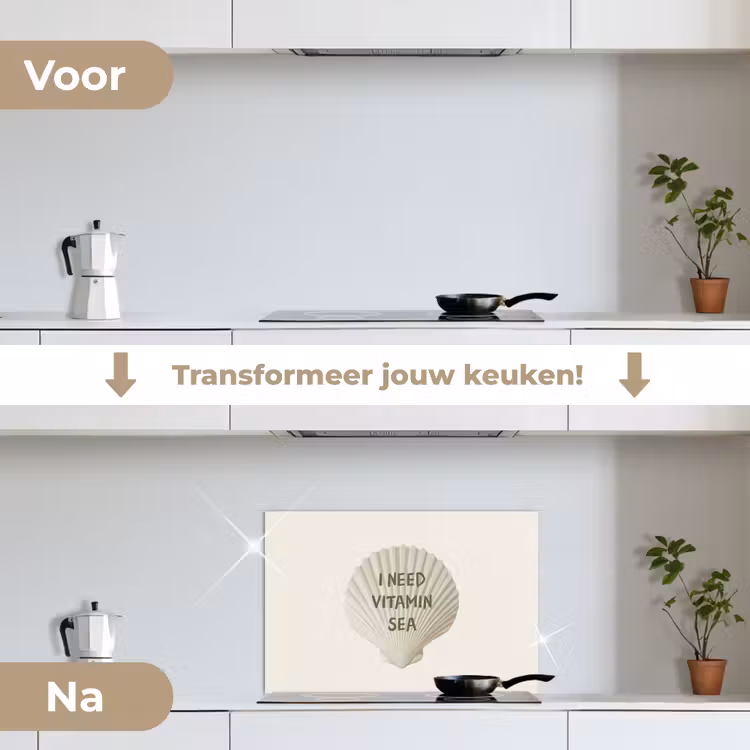 Spatscherm keuken - Schelp - Quote - Groen — 3