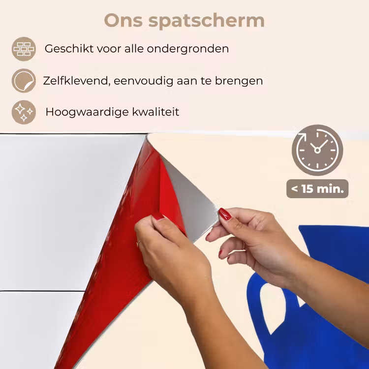 Spatscherm keuken - Vaas - Blauw - Geblokt - Modern — 4
