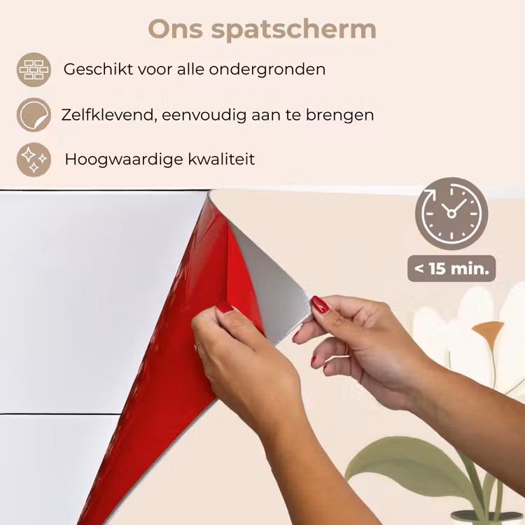 Spatscherm keuken - Vaas - Geruit - Bloem - Groen — 4