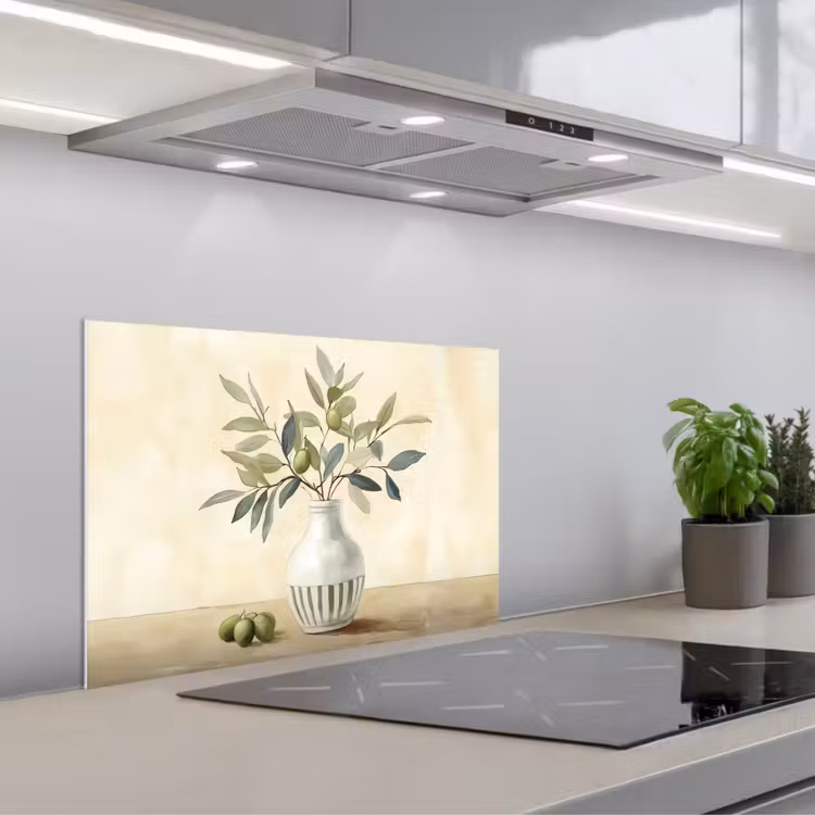 Spatscherm keuken - Vaas - Keramiek - Olijftakken — 5