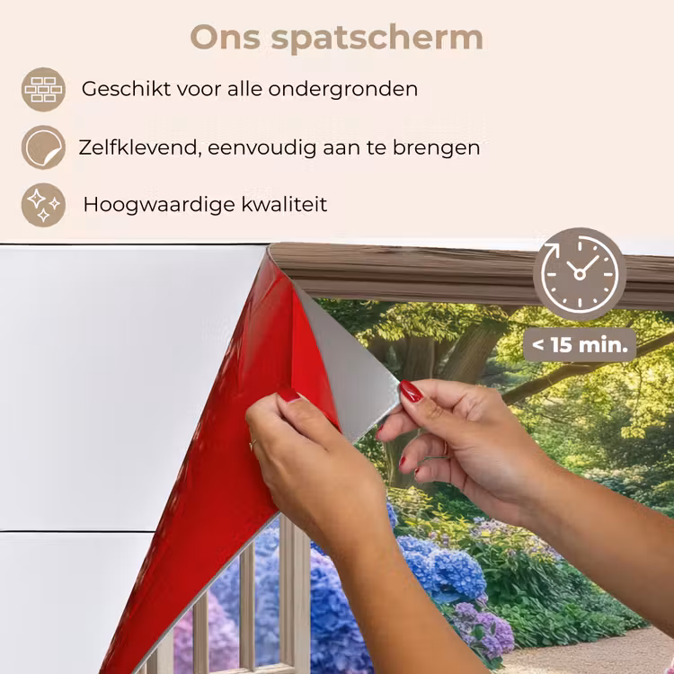 Spatscherm keuken - Doorkijk - Tuin - Raam - Hortensia - Bloemen — 4