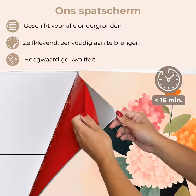 Spatscherm keuken - Vaas - Bloemen - Vlinder - Rood — 4