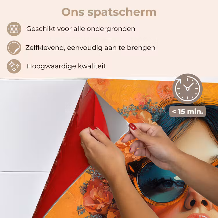 Spatscherm keuken - Vrouw - Bloemen - Aesthetic - Oranje — 4