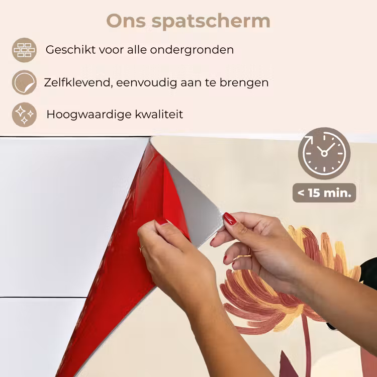 Spatscherm keuken - Vrouw - Minimalistisch - Bloem — 4