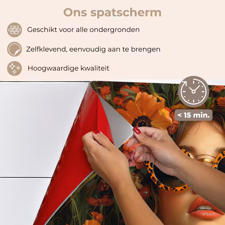 Spatscherm keuken - Vrouwen - Bloemen - Modern - Bril - Abstract — 4