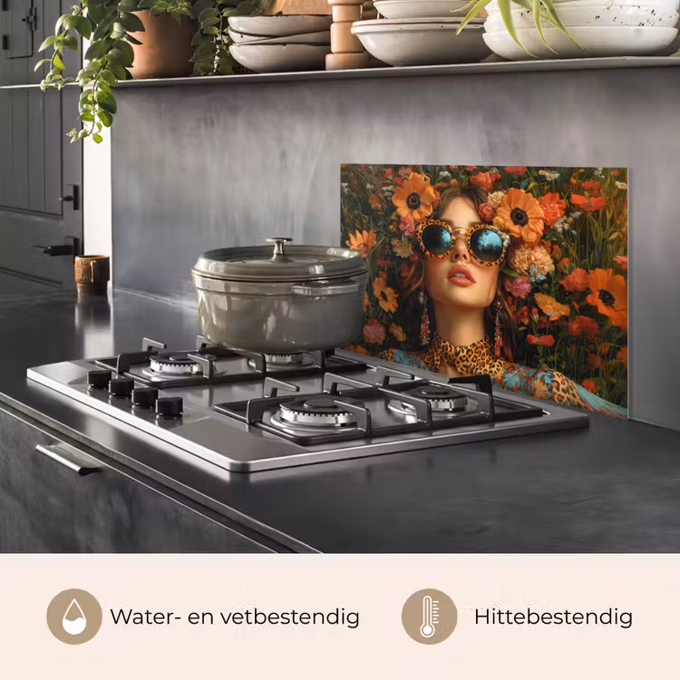 Spatscherm keuken - Vrouwen - Bloemen - Modern - Bril - Abstract — 7