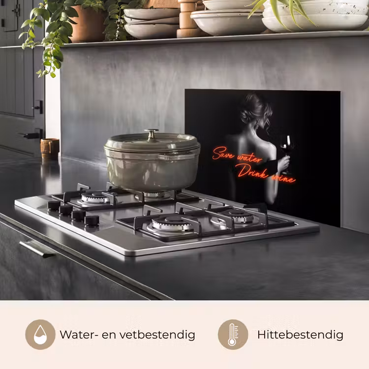 Spatscherm keuken - Wijn - Vrouw - Neon - Quote — 7