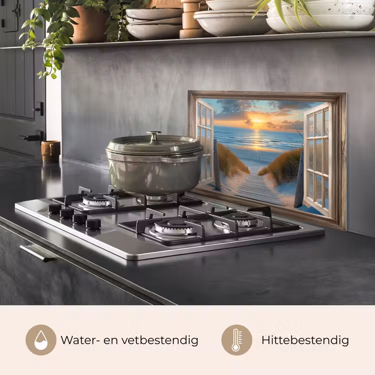 Spatscherm keuken - Doorkijk - Strand - Pad - Zonsondergang — 7