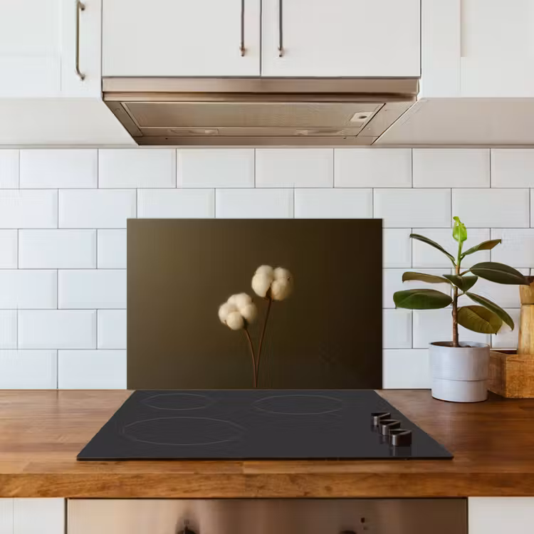 Spatscherm keuken - Takken - Katoen - Wit - Bollen — 6