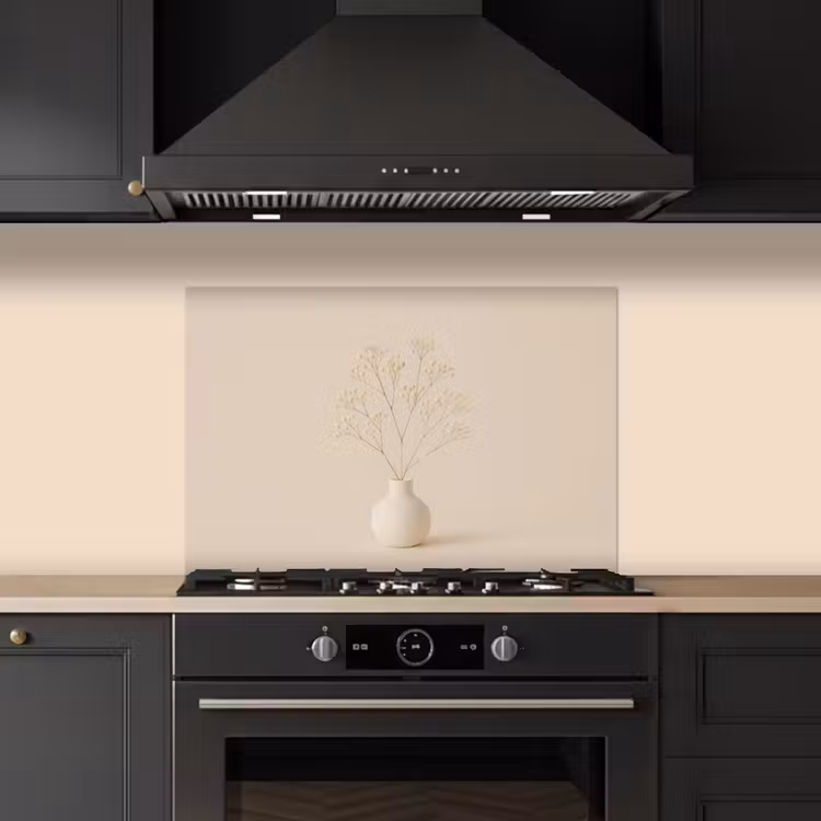 Spatscherm keuken - Vaas - Takken - Bloemetjes - Wit — 2