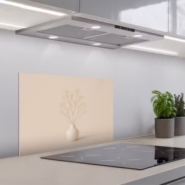Spatscherm keuken - Vaas - Takken - Bloemetjes - Wit — 5
