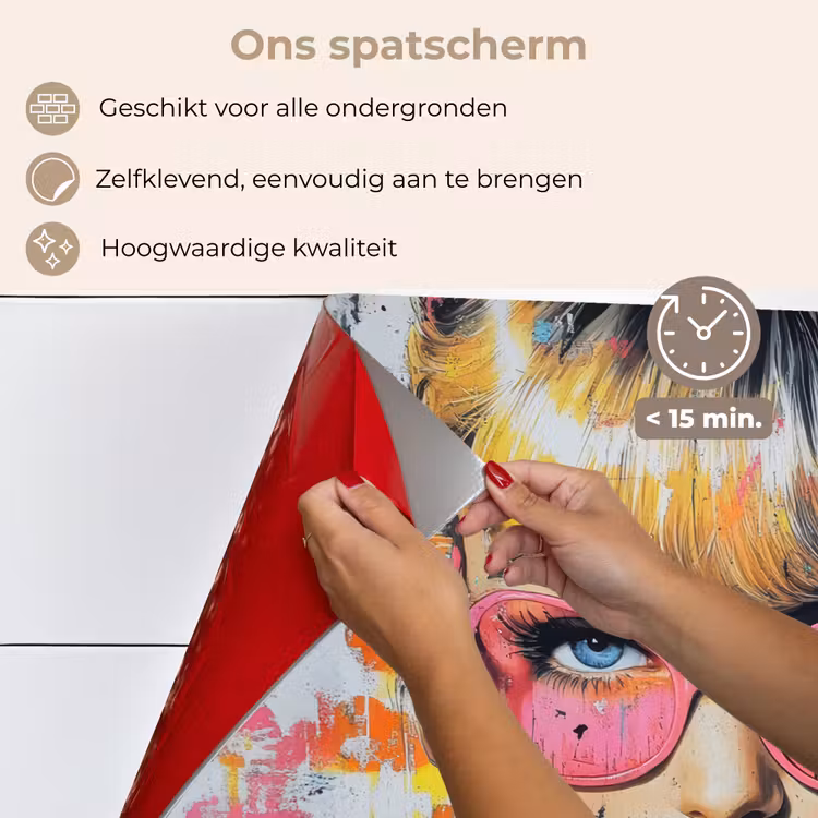 Spatscherm keuken - Expressief - Milkshake - Vrouw - Felle kleuren — 4