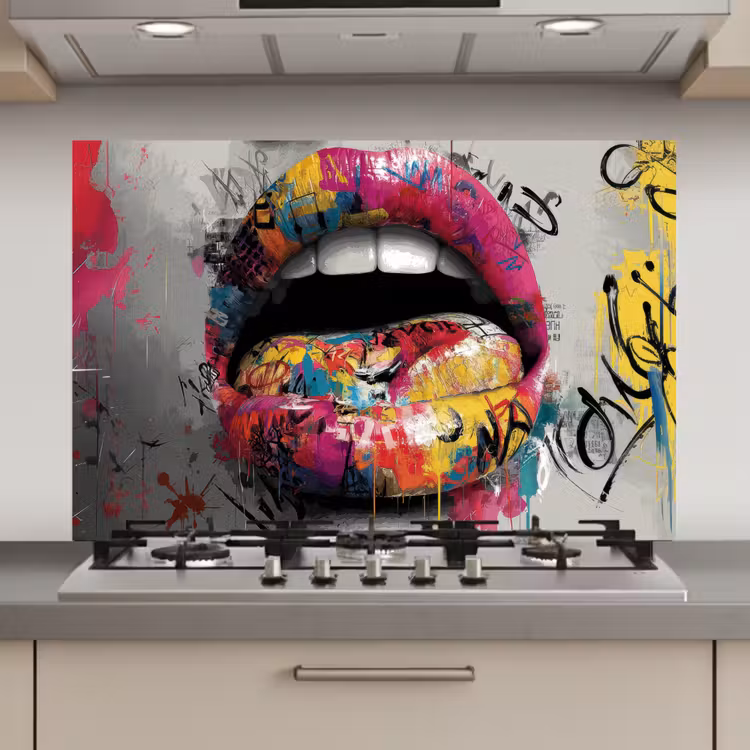 Spatscherm keuken - Lippen - Graffiti - Expressief — 1