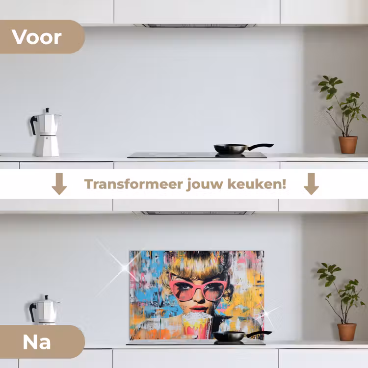 Spatscherm keuken - Zonnebril - Vrouw - Kleurrijk - Verfspetters — 3