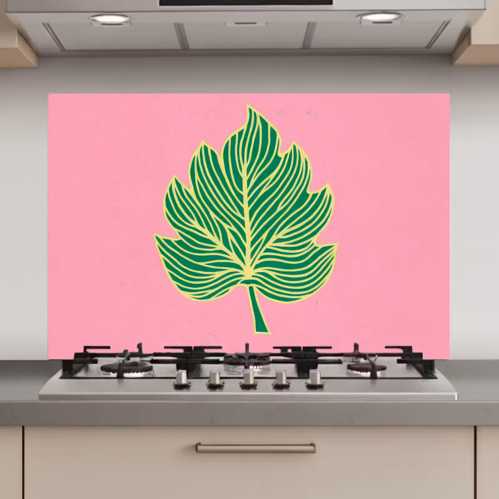 Spatscherm keuken - Blad - Groen - Illustratie - Minimalistisch — 1