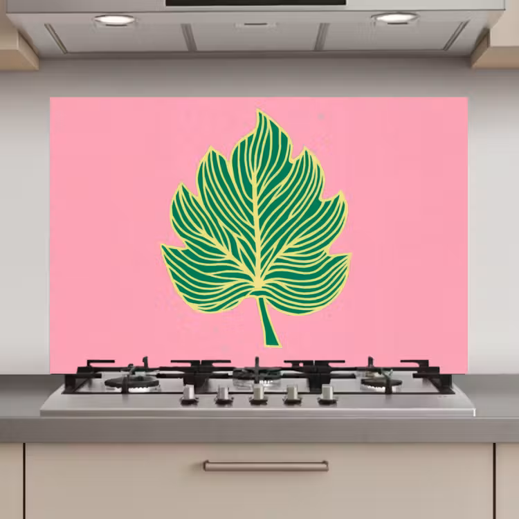 Spatscherm keuken - Blad - Groen - Illustratie - Minimalistisch — 1