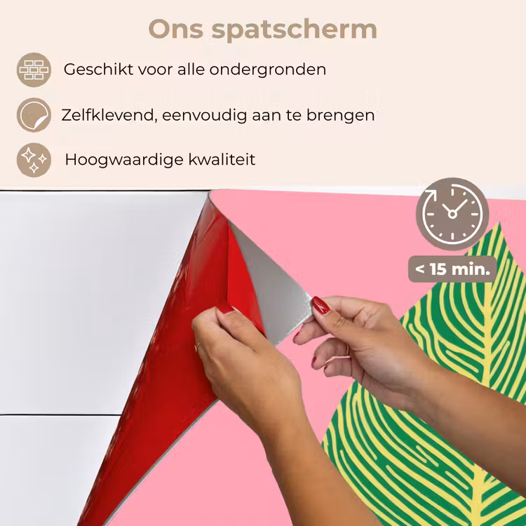 Spatscherm keuken - Illustratie - Blad - Minimalistisch - Groen — 4