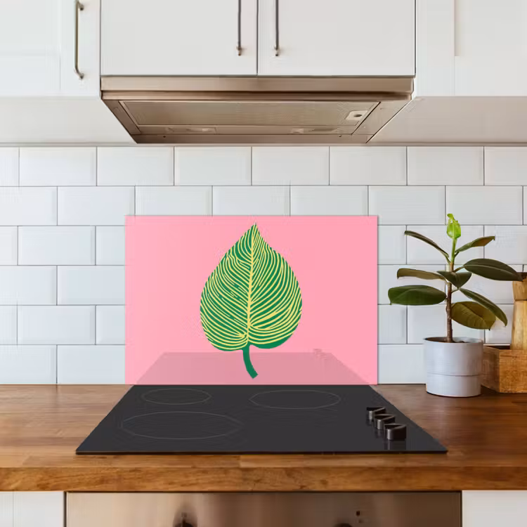 Spatscherm keuken - Illustratie - Blad - Minimalistisch - Groen — 6