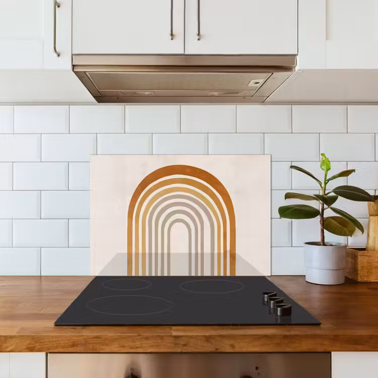 Spatscherm keuken - Minimalistisch - Boog - Lijnen - Beige — 6
