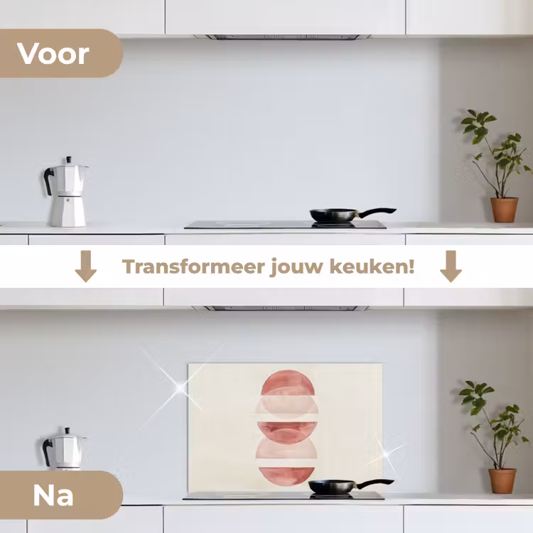 Spatscherm keuken - Minimalistisch - Cirkels - Roze — 3