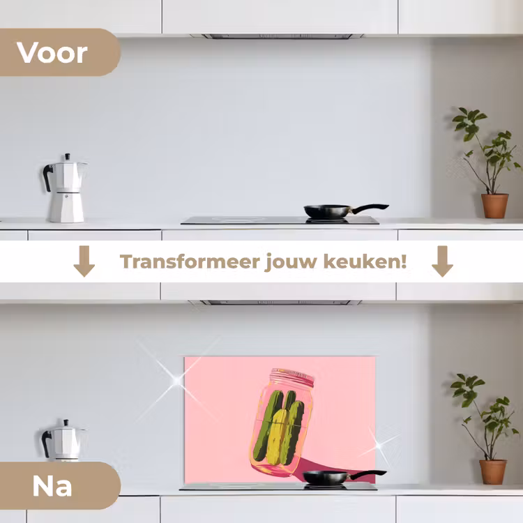 Spatscherm keuken - Augurken - Pot - Schaduw - Roze — 3
