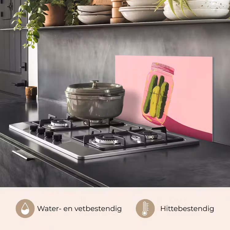 Spatscherm keuken - Augurken - Pot - Schaduw - Roze — 7