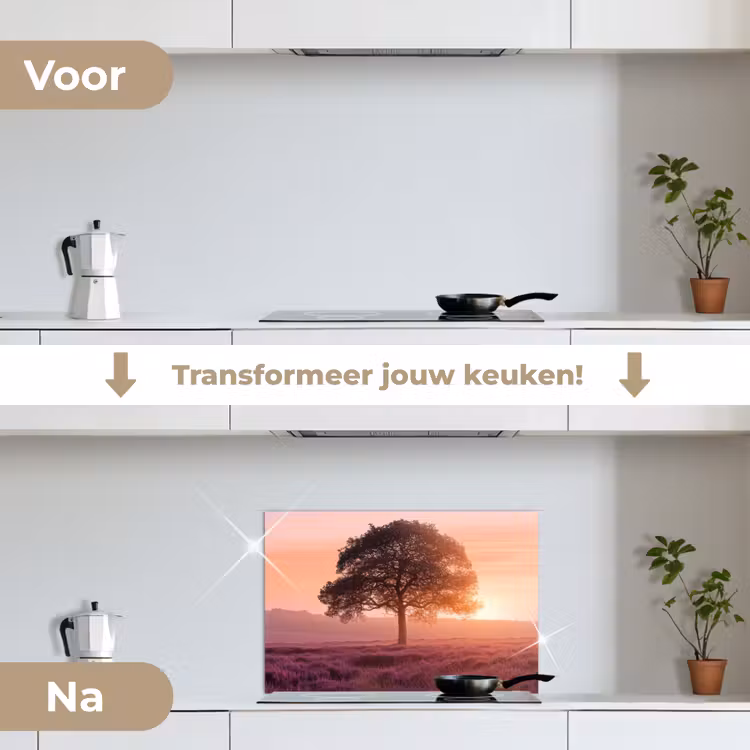 Spatscherm keuken - Boom - Heide - Zonsopgang — 2