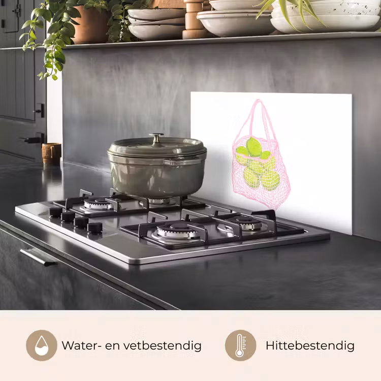 Spatscherm keuken - Netzakje - Roze - Illustratie - Limoenen — 7